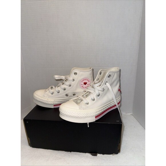 Converse Chuck Taylor All-star Lift W/Hearts Platform High-Top Sneakers Sz 13 NW - Picture 7 of 10